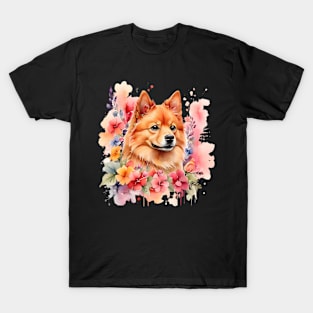 A finish spitz decorated with beautiful watercolor flowers T-Shirt